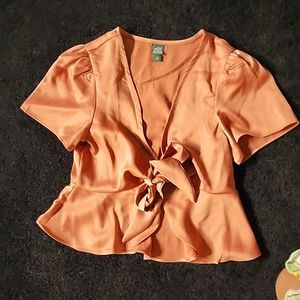 Womans Coral "silky" blouse size XS wild fable, worn once